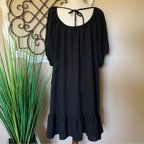 NWT OPHELIA ROE Size 3X Black Ruffle Hemline Midi Dress with Sleeve - Picture 4 of 5